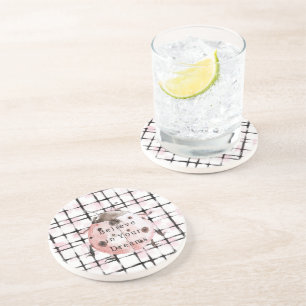Dessous De Verre En Grès Coccinelle rayée rose et noir féminin
