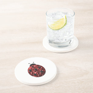 Dessous De Verre En Grès Coccinelle rouge foncé faux paillettes scintillant