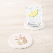 Dessous De Verre En Grès Cochon Rose dans un Panier (Côté)