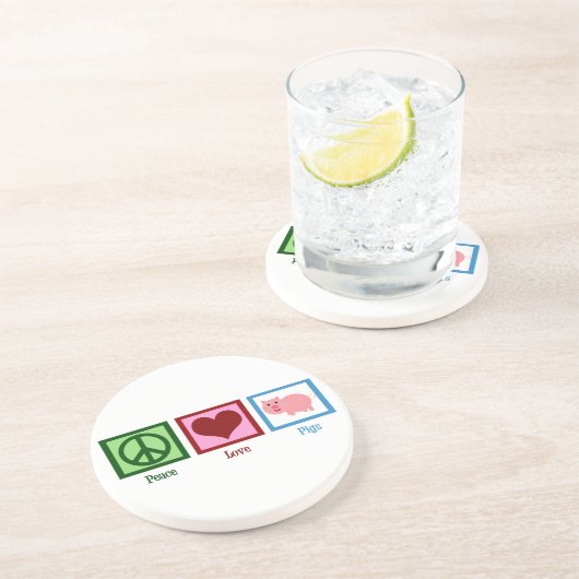 Dessous De Verre En Grès Cochons d'amour de paix (Côté)