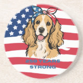 Dessous De Verre En Grès Cocker Spaniel Patriotique (Devant)