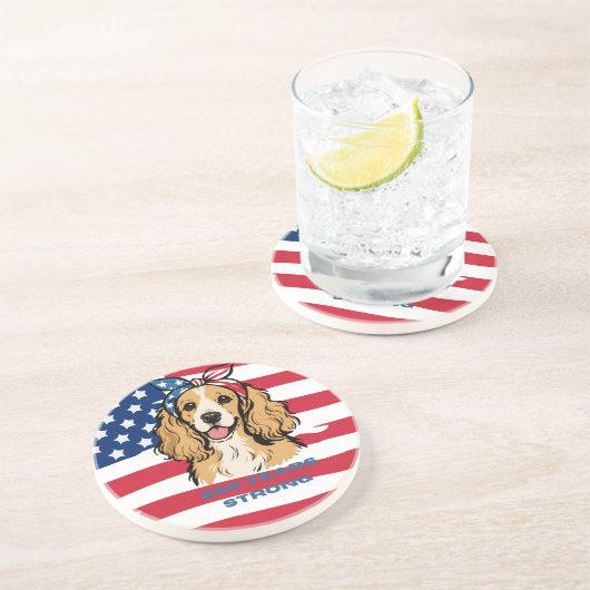 Dessous De Verre En Grès Cocker Spaniel Patriotique (Côté)