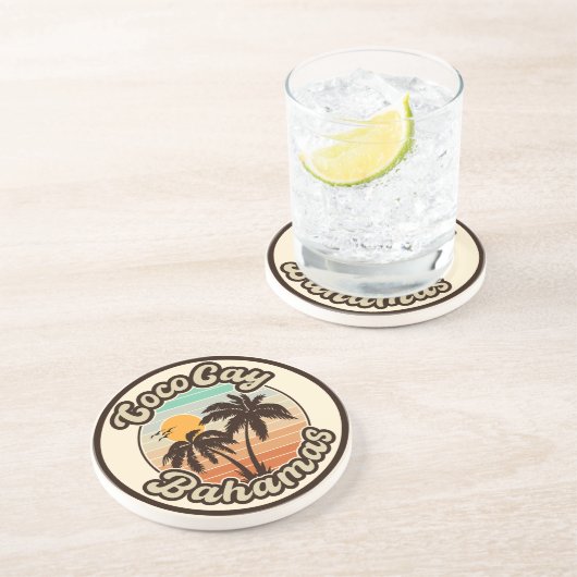 Dessous De Verre En Grès Coco Cay Bahamas Retro Sunset Souvenirs 60s (Côté)