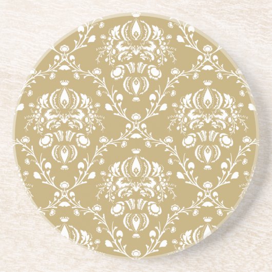 Dessous De Verre En Grès Cocoa and Cream Damask (Devant)