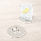 Dessous De Verre En Grès Cocoa Cream White Bow Daisy Flowers   (Côté)