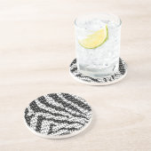 Dessous De Verre En Grès Code binaire Zebra noir et blanc (Côté)