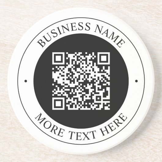 Dessous De Verre En Grès Code QR avec nom d'entreprise Texte circulaire mod (Devant)