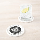 Dessous De Verre En Grès Code QR avec nom d'entreprise Texte circulaire mod (Côté)