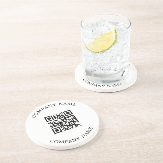 Dessous De Verre En Grès Code QR du logo de l'entreprise (Côté)