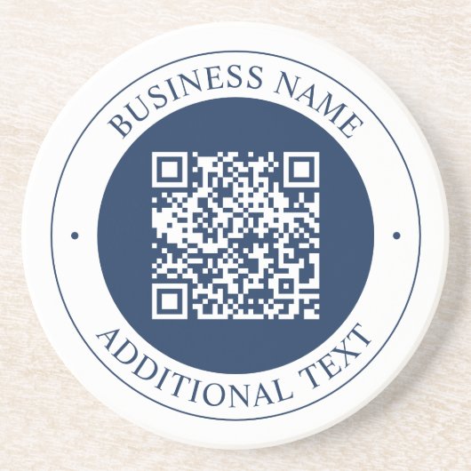 Dessous De Verre En Grès Code QR personnalisable & Texte | Bleu marine fonc (Devant)