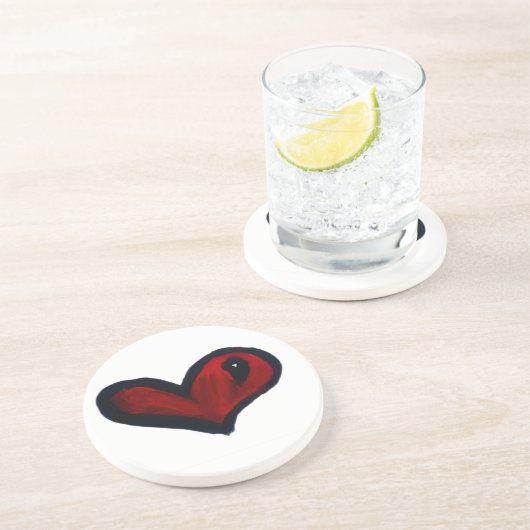 Dessous De Verre En Grès Coeur (Côté)