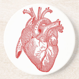 Dessous De Verre En Grès Coeur Anatomique Rouge