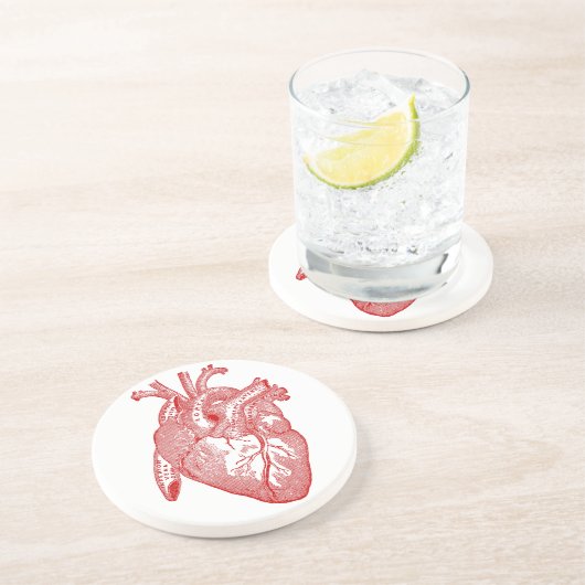 Dessous De Verre En Grès Coeur Anatomique Rouge (Côté)