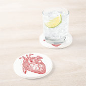Dessous De Verre En Grès Coeur Anatomique Rouge (Côté)