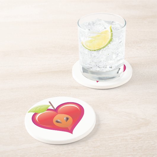 Dessous De Verre En Grès Coeur Apple (Côté)