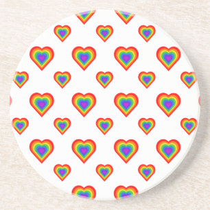 Dessous De Verre En Grès Coeur arc-en-ciel