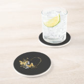 Dessous De Verre En Grès Coeur aux papillons d'or (Côté)