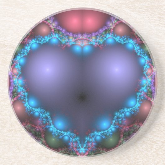 Dessous De Verre En Grès Coeur bleu (Devant)