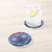 Dessous De Verre En Grès Coeur bleu (Côté)