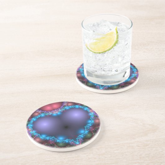 Dessous De Verre En Grès Coeur bleu (Côté)