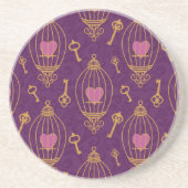 Dessous De Verre En Grès Coeur-clé-motif (Devant)