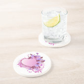 Dessous De Verre En Grès Coeur de lavande Rose en cascade (Côté)