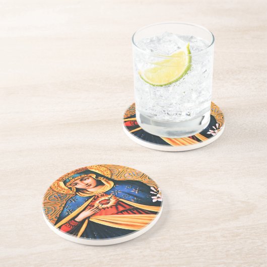 Dessous De Verre En Grès Coeur immaculé de Marie (Côté)