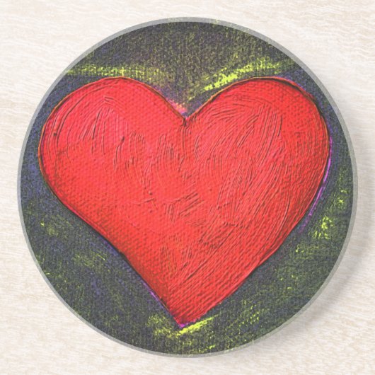 Dessous De Verre En Grès Coeur peint (Devant)