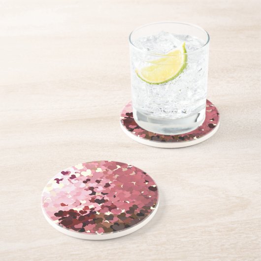 DESSOUS DE VERRE EN GRÈS COEUR ROSE (Côté)