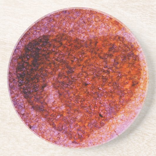 Dessous De Verre En Grès coeur rose corail (Devant)