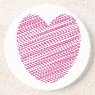 Dessous De Verre En Grès Coeur rose de griffes