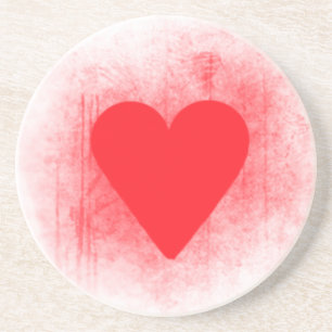 Dessous De Verre En Grès Coeur rouge