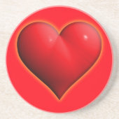 Dessous De Verre En Grès Coeur rouge 3-D brillant (Devant)