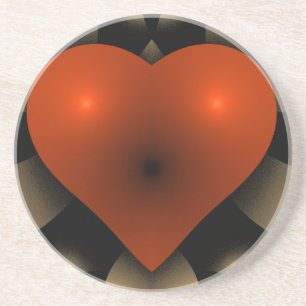 Dessous De Verre En Grès Coeur rouge 3D