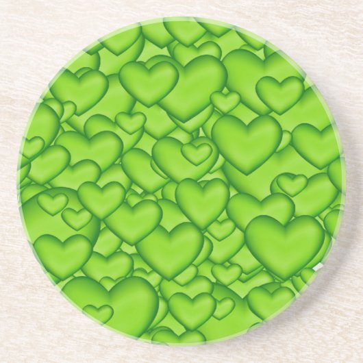 Dessous De Verre En Grès Coeurs 3D Texture vert Motif-68689 (Devant)