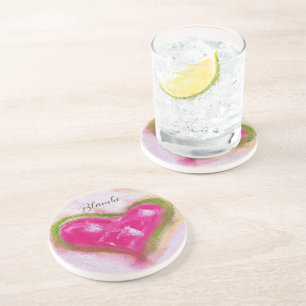 Dessous De Verre En Grès Coeurs Artistiques mignons Chalk Peint à la main