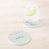 Dessous De Verre En Grès Coeurs blancs Chic Mint Green (Côté)