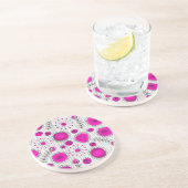 Dessous De Verre En Grès Coeurs blancs Whimsical rose chaud et fleurs flora (Côté)