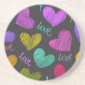 Dessous De Verre En Grès Coeurs Bleus Vibrants avec script d'amour (Devant)