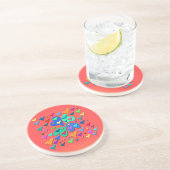 Dessous De Verre En Grès Coeurs colorés (Côté)