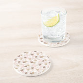 Dessous De Verre En Grès Cœurs Crème Rose Marron (Côté)