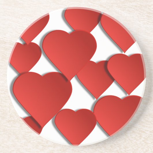 Dessous De Verre En Grès Coeurs d'amour rouges (Devant)