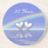 Dessous De Verre En Grès Coeurs d'argent du 25e anniversaire (Devant)
