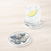 Dessous De Verre En Grès Coeurs de Denim Blanc Bleu (Côté)