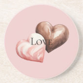 Dessous De Verre En Grès Coeurs de fraises romantiques au chocolat (Devant)