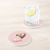 Dessous De Verre En Grès Coeurs de fraises romantiques au chocolat (Côté)