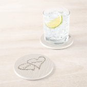 Dessous De Verre En Grès Coeurs de plage dans le sable (Côté)