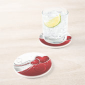 Dessous De Verre En Grès Coeurs de Swoosh rouge et blanc (Côté)