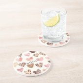 Dessous De Verre En Grès Coeurs Empreintes de léopard Brown roses Anniversa (Côté)