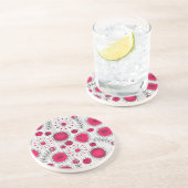 Dessous De Verre En Grès Coeurs et fleurs blancs et rouges blancs (Côté)